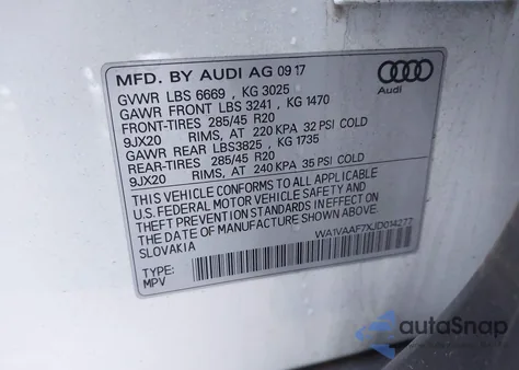 2018 Audi Q7 3.0T Premium z USA, uszkodzony, nr VIN WA1VAAF7XJD014277